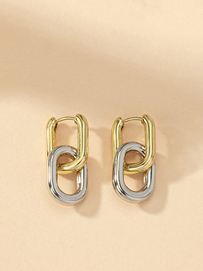 Lantern Ring Two-Tone Hoop Drop Earrings