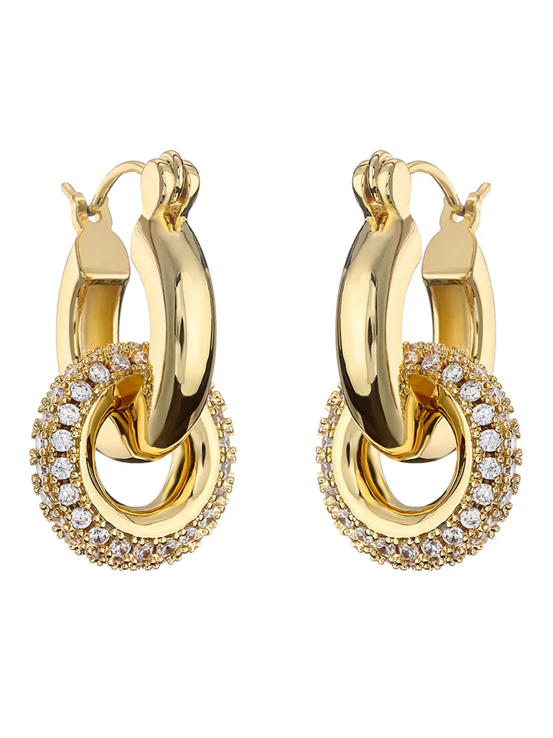 Retro Polished Double Hoop Earrings