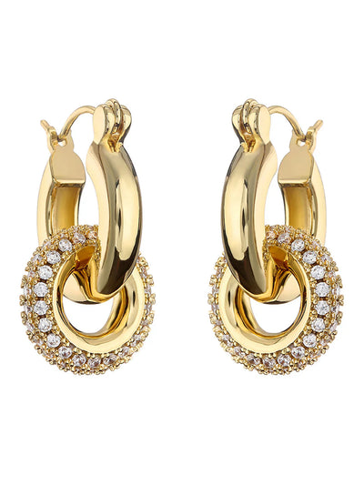 Retro Polished Double Hoop Earrings